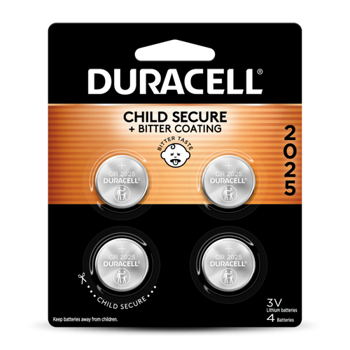 Duracell CR 2025 Lithium Coin Battery with Bitter Coating