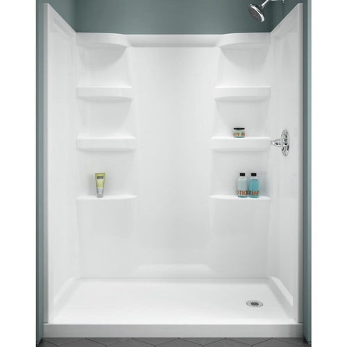 Delta Hycroft 60 In. W x 30 In. D Right Drain Shower Floor & Base in White