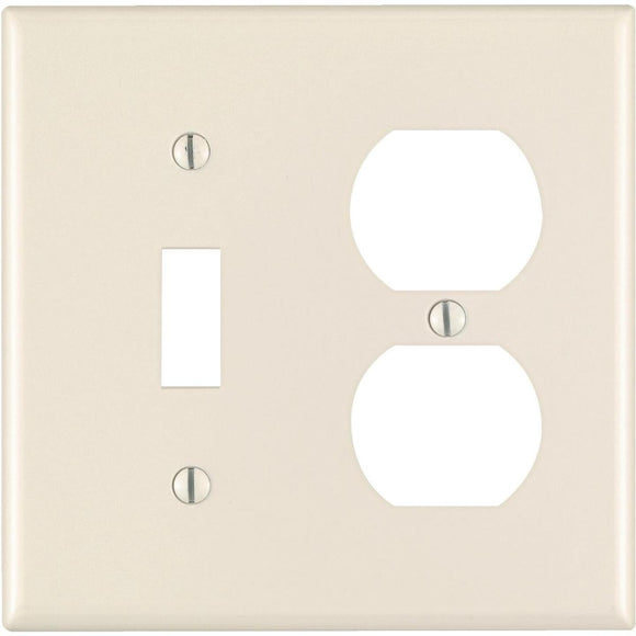 Leviton 2-Gang Plastic Single Toggle/Duplex Outlet Wall Plate, Light Almond