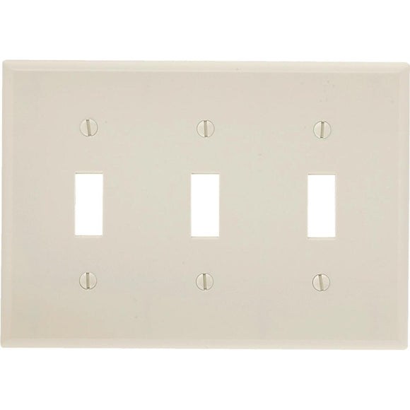 Leviton 3-Gang Plastic Toggle Switch Wall Plate, Light Almond