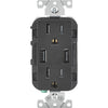 Leviton Decora 3.6A 5V Black 2-Port USB Charging Outlet with 5-15R Tamper Resistant Duplex Outlet