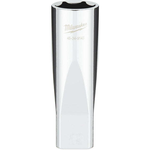 Milwaukee 1/2 In. Drive 19 mm 6-Point Deep Metric Socket with FOUR FLAT Sides