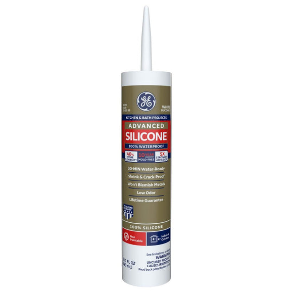 GE Sealants Advanced Silicone 2® Kitchen & Bath Sealant 9.8 Oz White