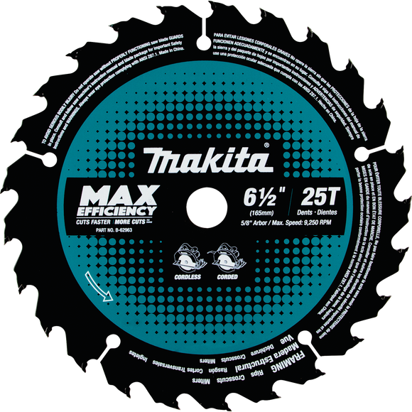 Makita 25T Carbide‑Tipped Max Efficiency Circular Saw Blade Framing