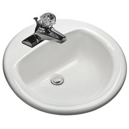 Self-Rimming Lavatory, Round, White, 19-In.