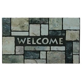 Welcome Doormat, Slate, Recycled Rubber, 18 x 30-In.