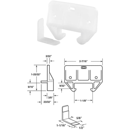 Prime-Line 1/4 x 1-1/16 Polyethylene White Track Guide (2 Count)