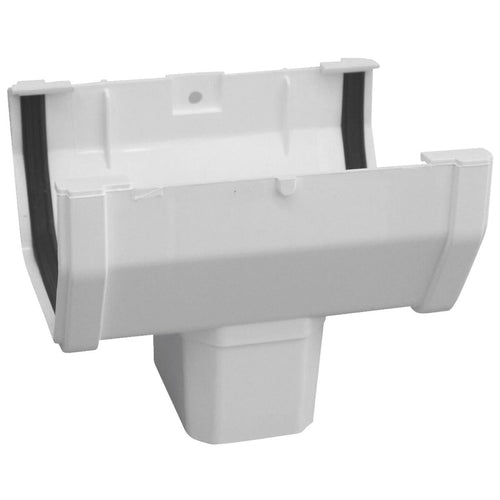 Raingo 5 In. Vinyl White Duraspout Gutter B-Drop Outlet