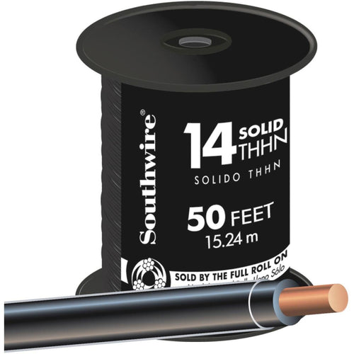 Southwire 50 Ft. 14 AWG Solid Black THHN Wire