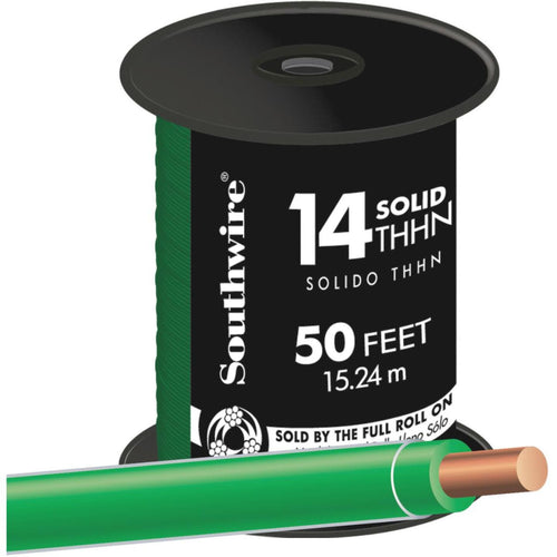 Southwire 50 Ft. 14 AWG Solid Green THHN Wire