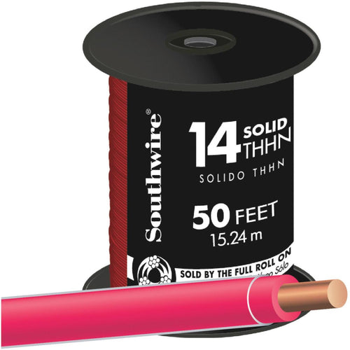 Southwire 50 Ft. 14 AWG Solid Red THHN Wire