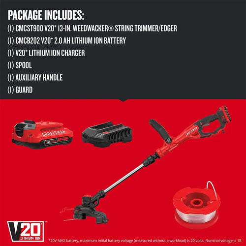 Craftsman V20* Cordless String Trimmer/Edger Kit with Battery & Charger