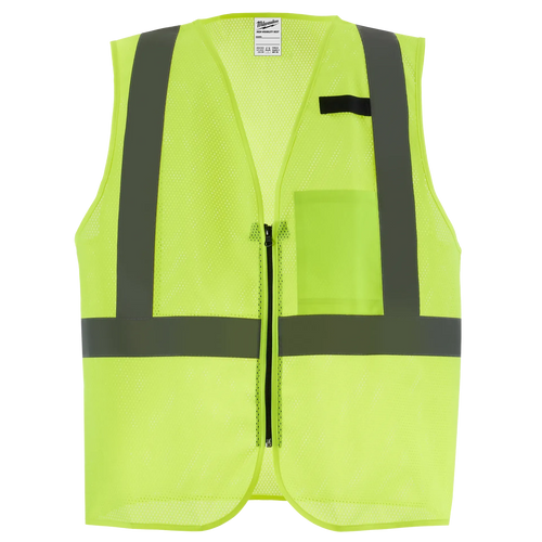 Milwaukee Class 2 High Visibility Yellow Mesh One Pocket Safety Vest - 2X/3X