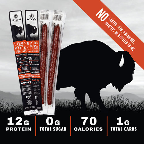 Icon Meats Bison and Pork Sticks Original