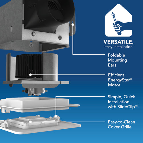Broan-NuTone® Roomside Series Bathroom Exhaust Fan w/ LED Light, 80 CFM, ENERGY STAR®