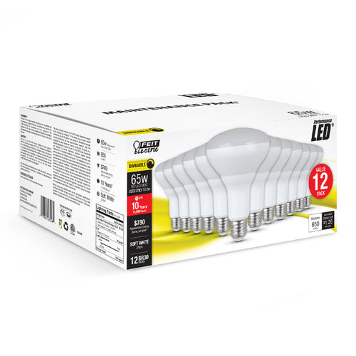 Feit Electric 10.5W (65W Replacement) Soft White (2700K) E26 Base Dimmable BR30 LED Bulb