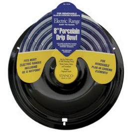 Electric Range Drip Bowl, Plug-In Element, Black Porcelain, 8-In.