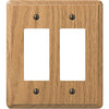 Amerelle 2-Gang Solid Oak Rocker Decorator Wall Plate, Light Oak