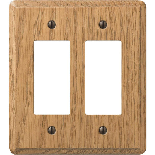 Amerelle 2-Gang Solid Oak Rocker Decorator Wall Plate, Light Oak