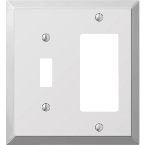 Amerelle 2-Gang Stamped Steel Single Toggle/Rocker Wall Plate, Polished Chrome