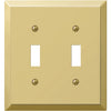 Amerelle 2-Gang Stamped Steel Toggle Switch Wall Plate, Polished Brass