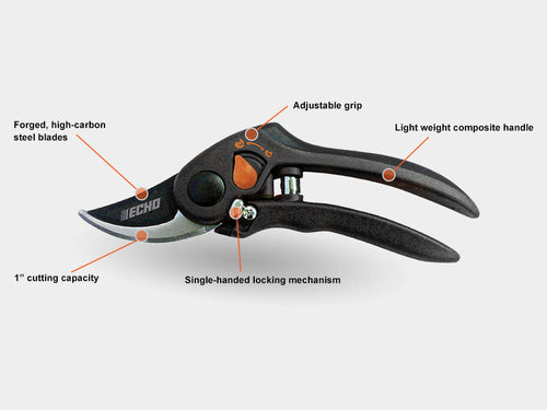 Echo HP-44 Adjustable Bypass Hand Pruner with Teflon Coated Steel Blades